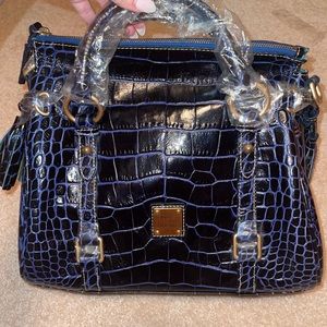 RARE Dooney & Bourke - Florentine Small Satchel in Blue Crocodile